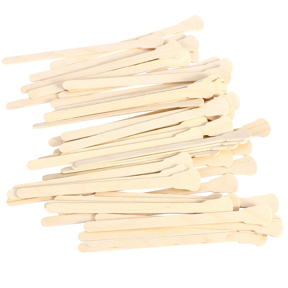 Hair Wax Stick - ไม้พายแว็กซ์ไม้แบบใช้แล้วทิ้ง 500 ชิ้น ปลายโค้งมน สำหรับร้านเสริมสวยและใช้ในบ้าน สำหรับกำจัดขนด้วยแว็กซ์