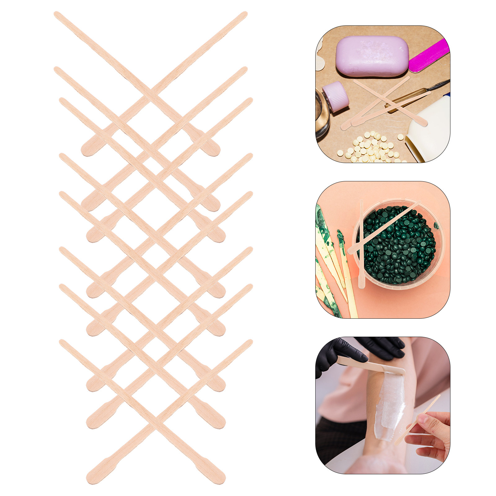 Hair Wax Stick - ไม้พายไม้สำหรับแว็กซ์ 1000 ชิ้น เครื่องมือกำจัดขนแบบใช้แล้วทิ้งสำหรับแว็กซ์ใบหน้าและร่างกายในร้านเสริมสวย