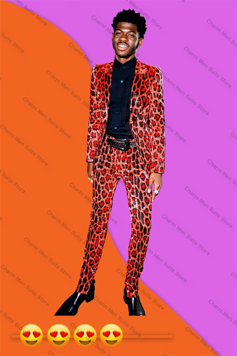 Men Grooming Outfit - เสือดาวSequinsชายชุด 2 ชิ้นเสื้อ + กางเกงกางเกงที่กําหนดเองShiny Glitterเจ้าบ่าวงานแต่งงานTuxedoสํานักงานอย่างเป็นทางการแจ็คเก็ต