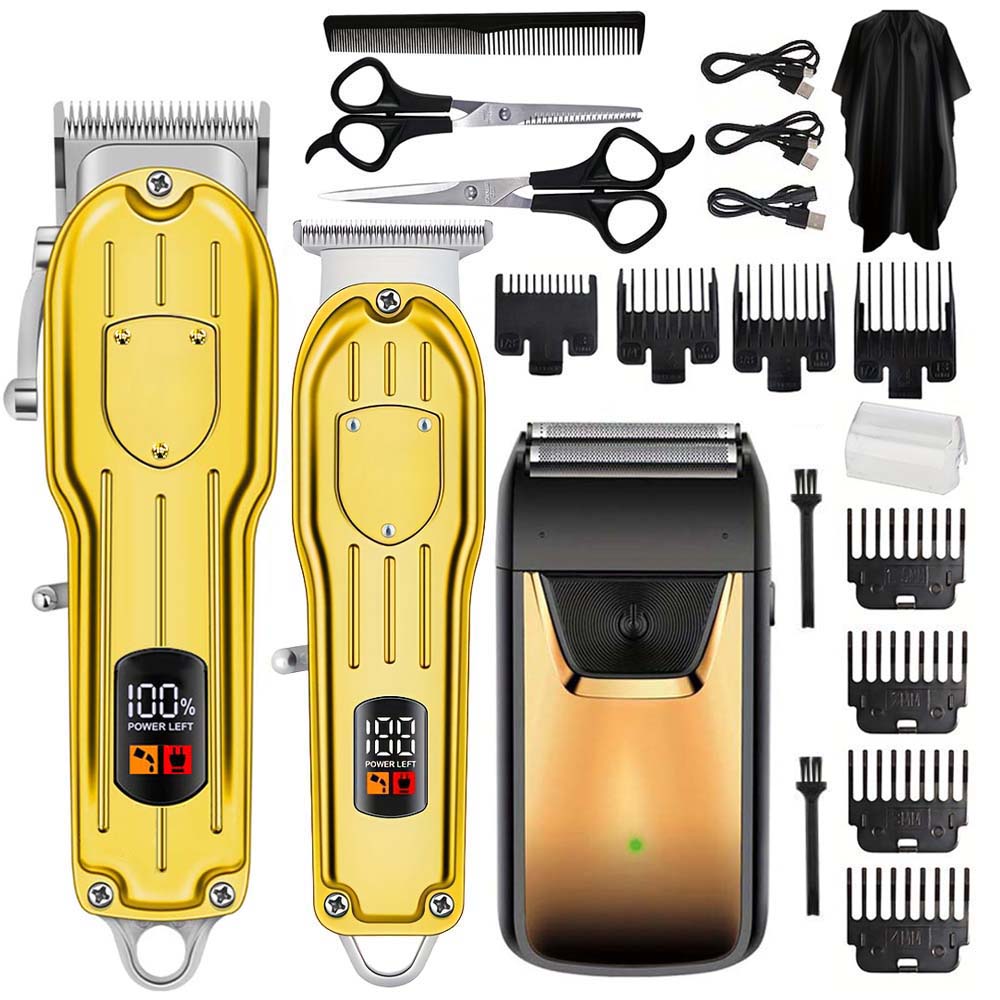 Men'S Grooming Haircut - ชุดเครื่องตัดผมมืออาชีพพร้อมหน้าจอ LCD, เครื่องตัดแต่งหนวดไร้สายและเครื่องโกนหนวดแบบฟอยล์สำหรับผู้ชาย, ชุดอุปกรณ์ดูแลตัวเองแบบชาร์จ USB พร้อมหัวตัดหลายขนาดและอุปกรณ์เสริม