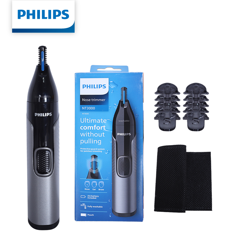 Mens Grooming Kit Philips - ฟิลิปส์เครื่องเล็มขนจมูก NT3650/16 สำหรับผู้ชายผู้หญิงเครื่องเล็มขนจมูก ไร้ความเจ็บปวด ที่เล็มขนคิ้ว กันน้ำ