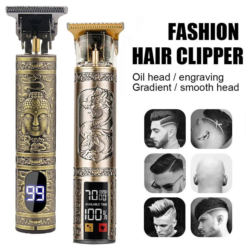 Men'S Grooming Haircut - เครื่องตัดผมแบบชาร์จไฟได้สำหรับผู้ชาย รุ่น T9 ลายสลัก วินเทจ พกพาสะดวก