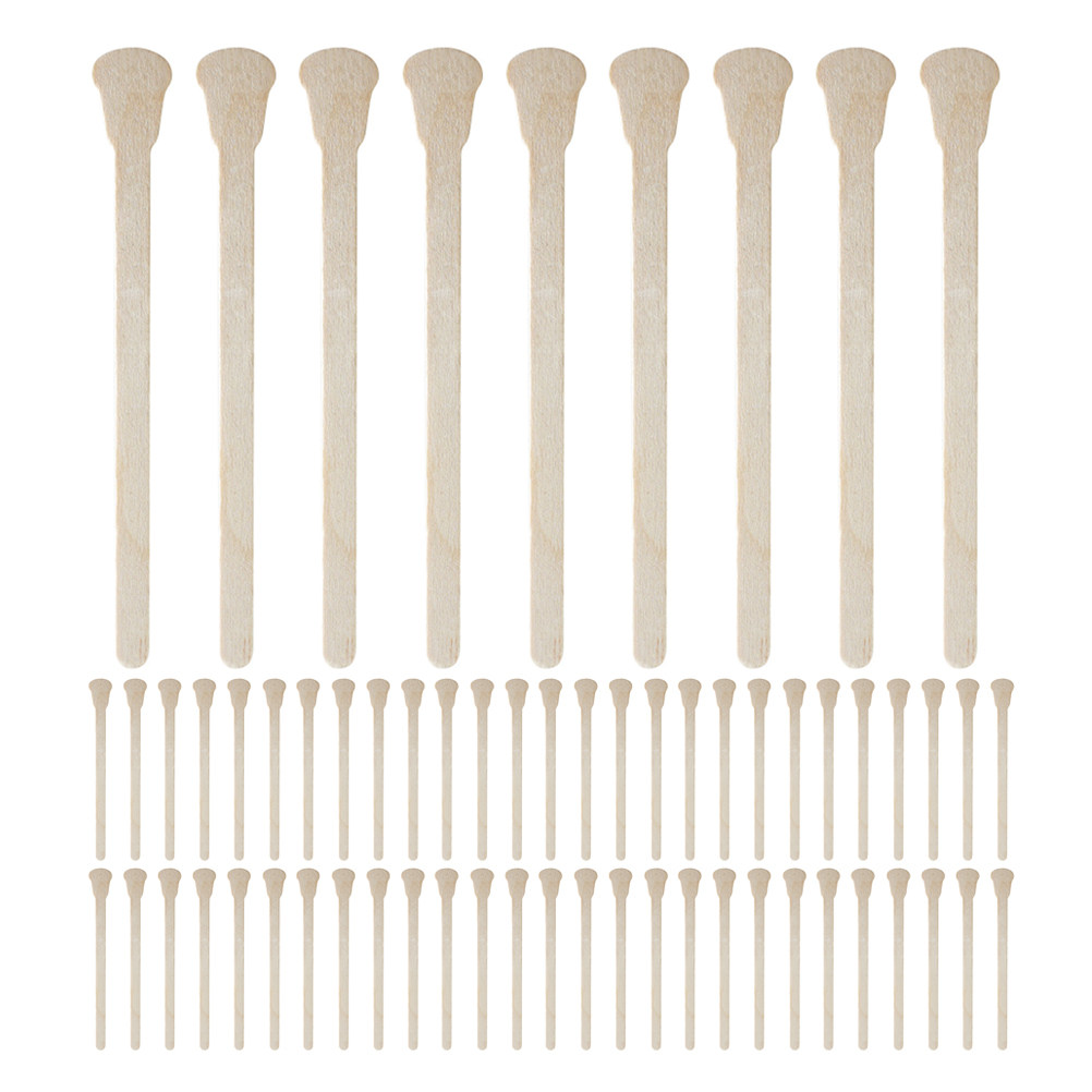 Hair Wax Stick - ไม้พายแว็กซ์ไม้แข็งแรง 100 ชิ้น สำหรับใช้ครั้งเดียว ใช้สำหรับแต่งหน้า กำจัดขน