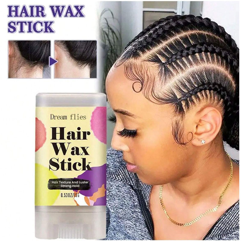 Hair Wax Stick - แท่งขี้ผึ้งแว็กซ์ขนแต่งผมแบบพกพา15กรัมแท่งขี้ผึ้งแว็กซ์ขนไม่เหนียวเหนอะหนะพร้อมแปรงขัดซอก3ชิ้นสำหรับผมหยิกที่ขอบ