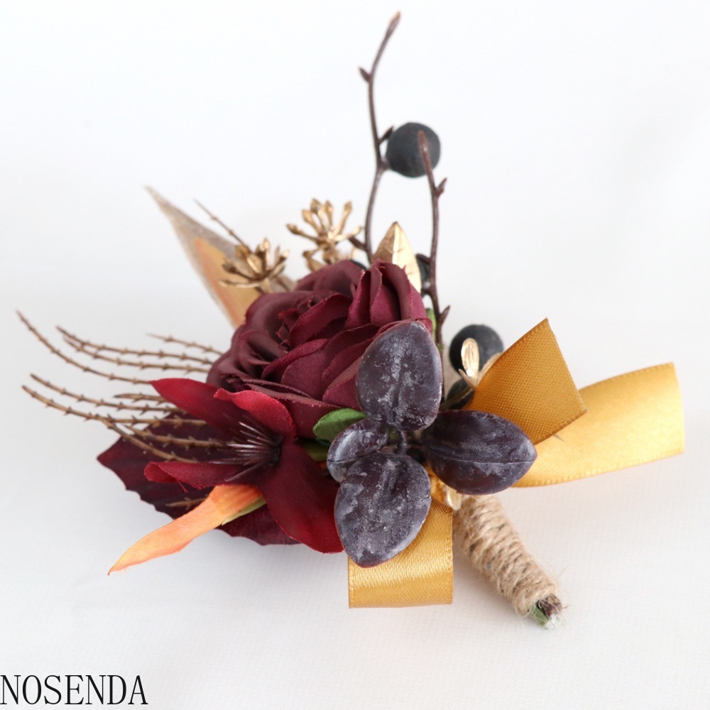 Burgundy Silk Rose ประดิษฐ์ดอก - Men'S Grooming For Marriage บทวิจารณ์และราคา